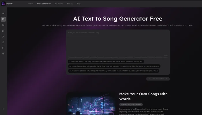 insmelo text to song