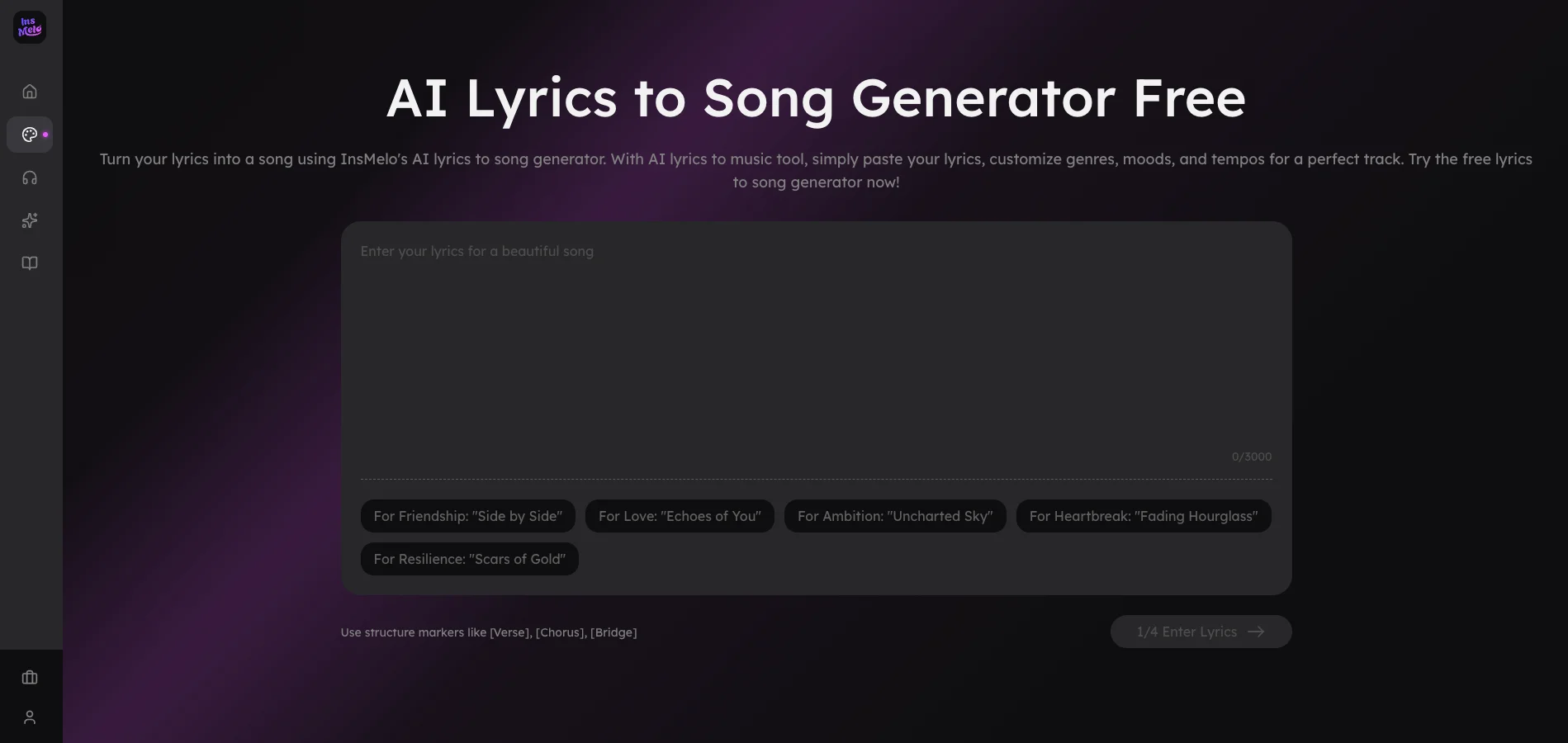 Write a Heavy Metal Song with InsMelo Lyrics to Song Generator