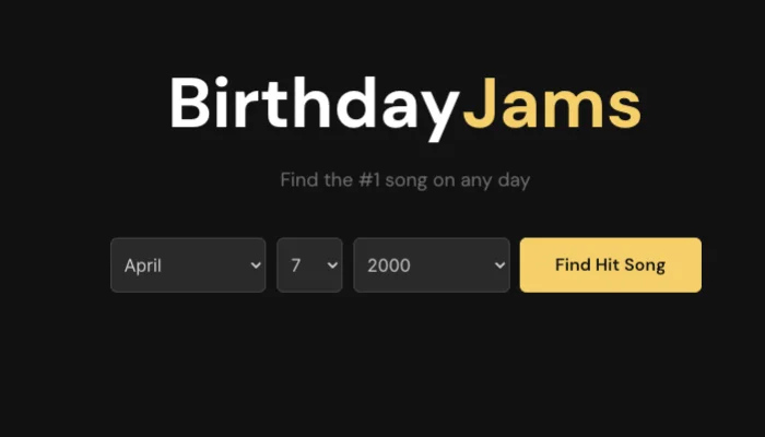 Choose Birthday Hit-Song Finder to find No 1 hit song on my birthday