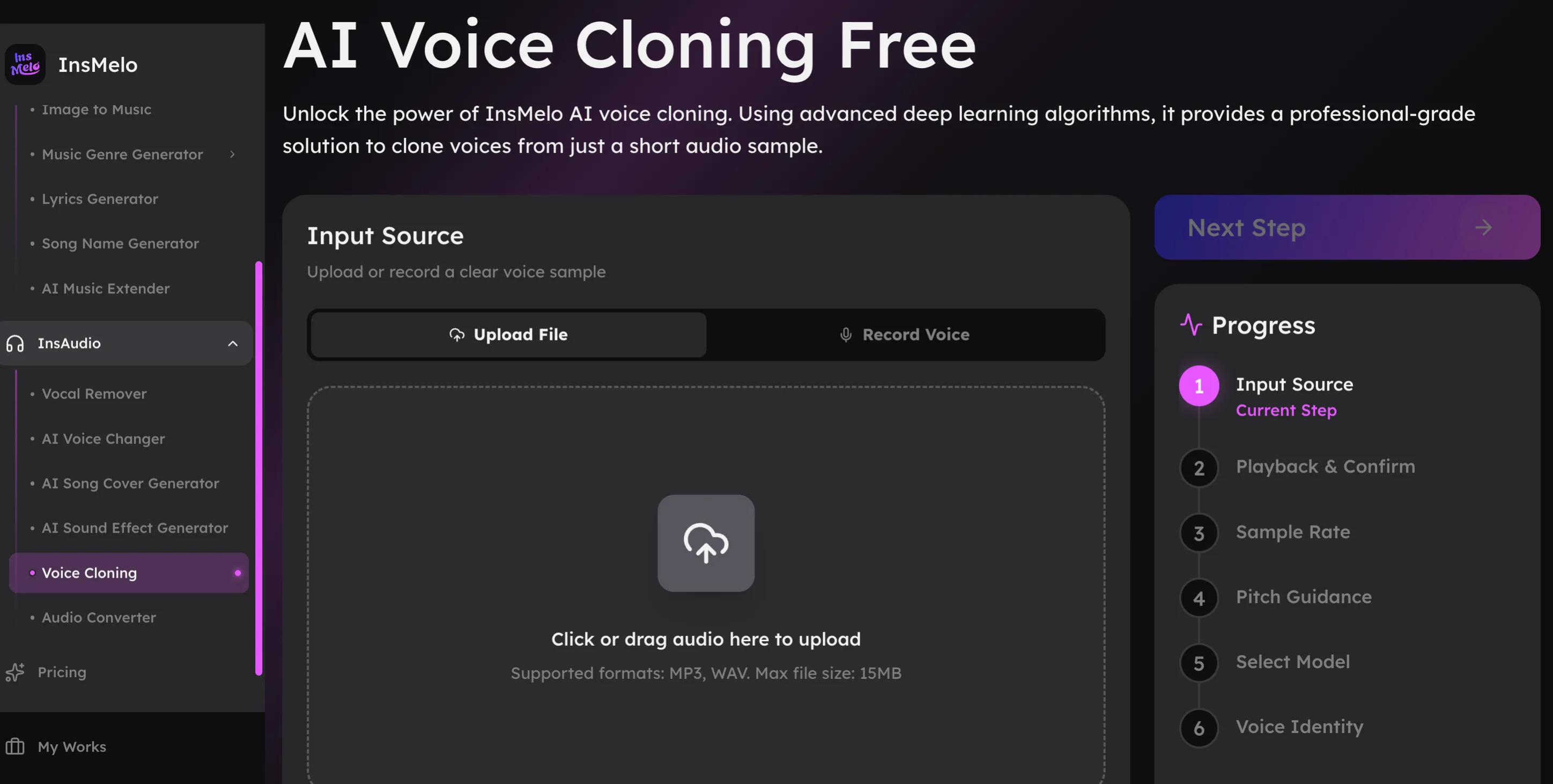 Clone your voice with InsMelo AI voice cloning