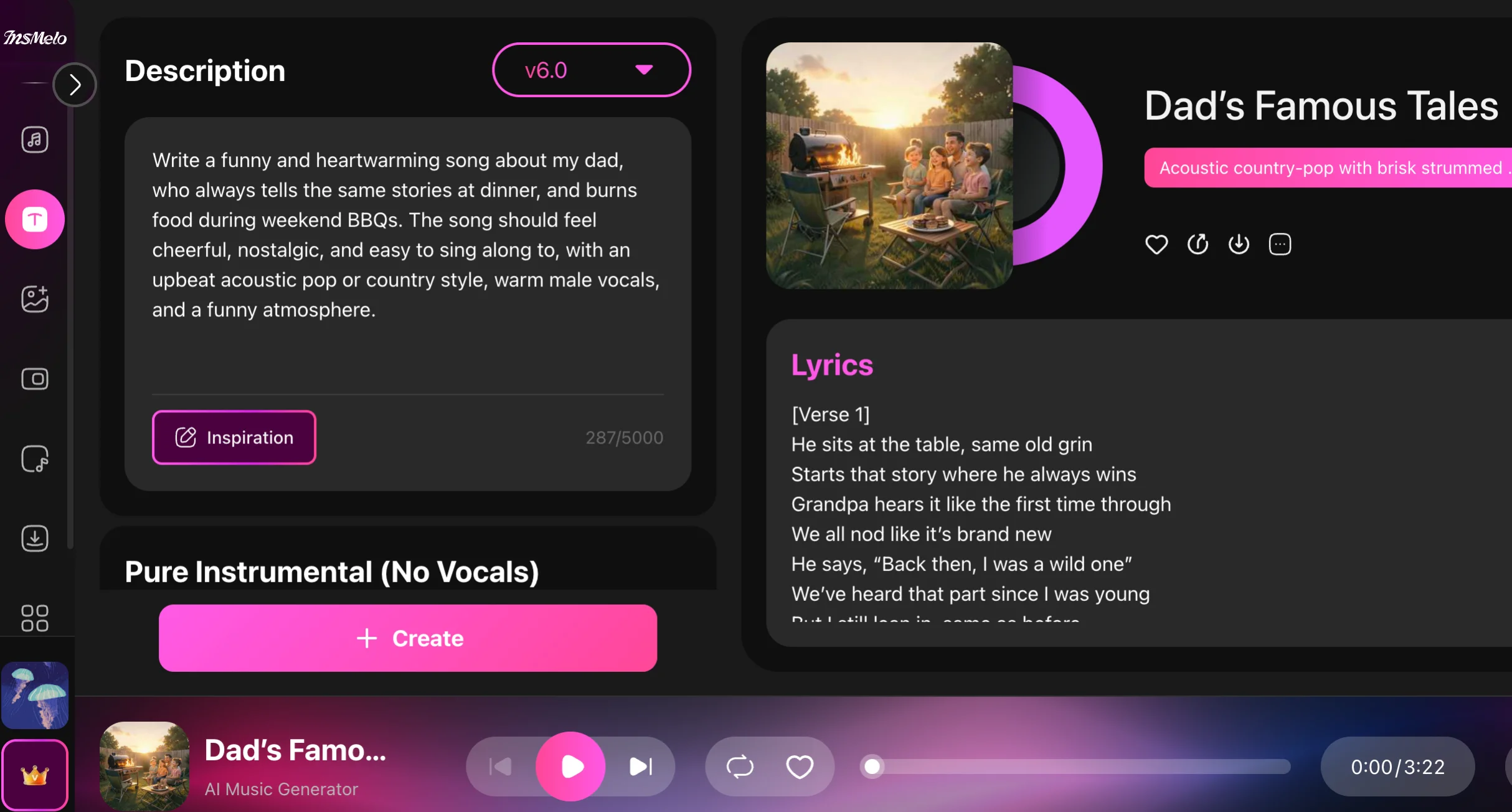 Use InsMelo to Make a Personalized Song for Dad