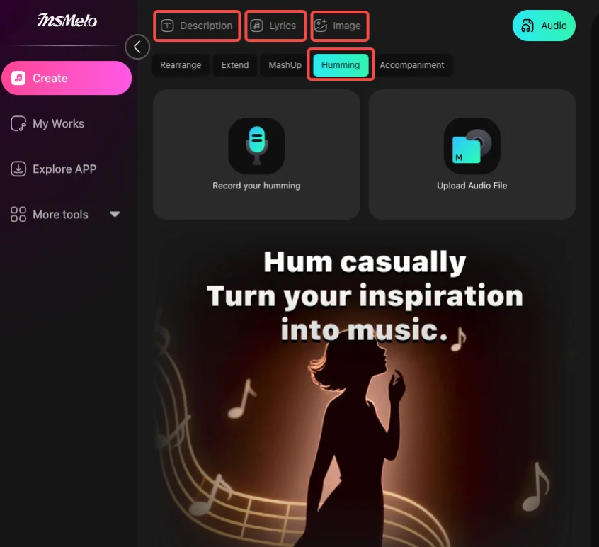 InsMelo World Cup AI song maker with 4 CR7 Song Creation Modes