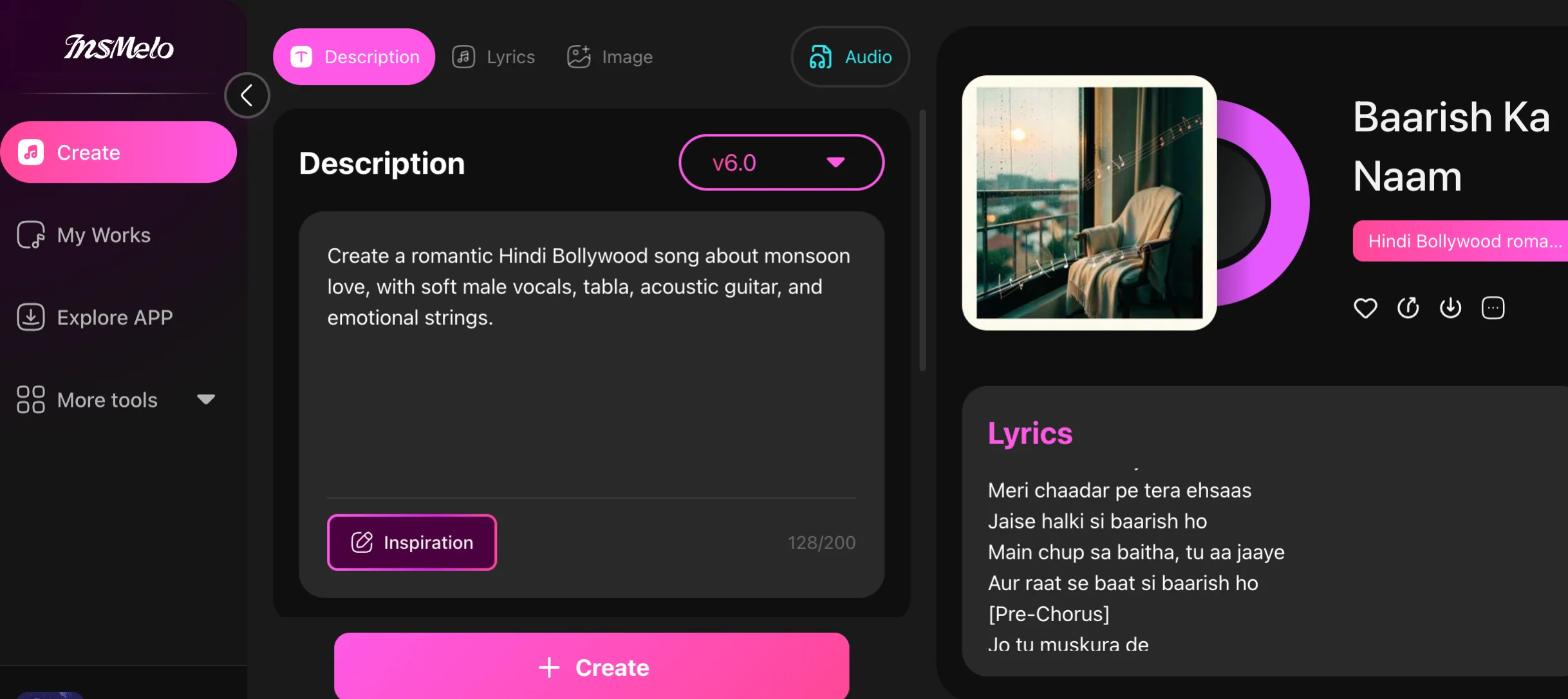 InsMelo AI Text to Song in Hindi