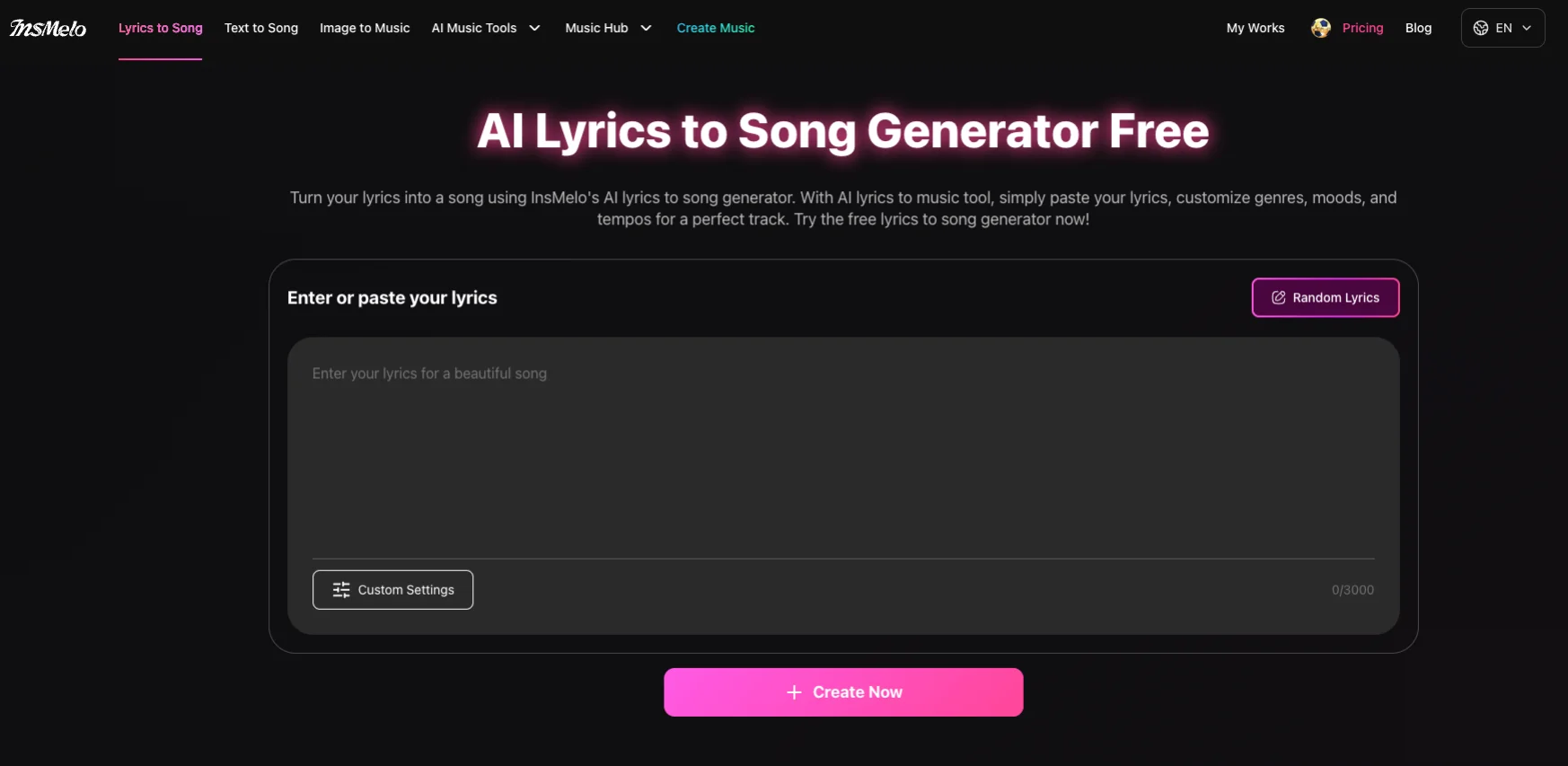 InsMelo- AI Melody Generator from Lyrics Free