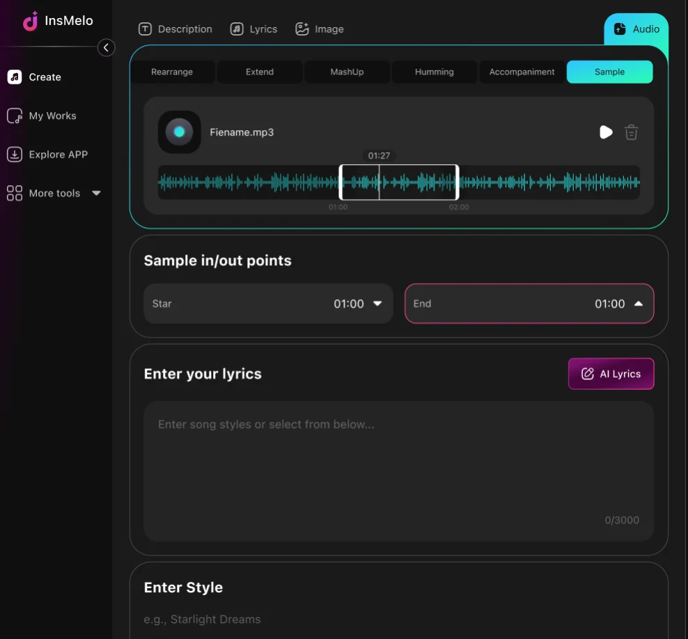 Turn a sample into a full song with AI sample generator