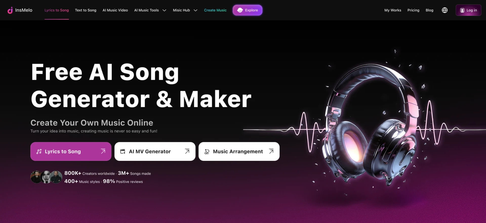 InsMelo for flexible AI song downloads - Suno Alternative