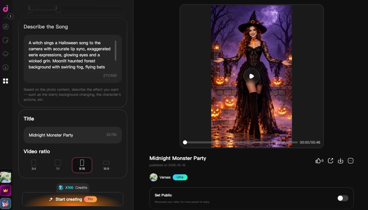 Generate and Download Your Halloween music video